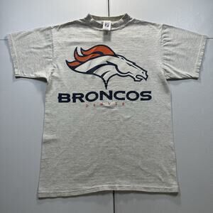 Vintage Logo 7 Denver Broncos T-Shirt Men’s Medium Gray NFL Football Retro 90s